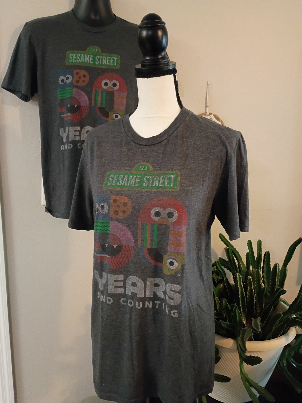Sesame Street Unisex Gray 50 Years Graphic Tee